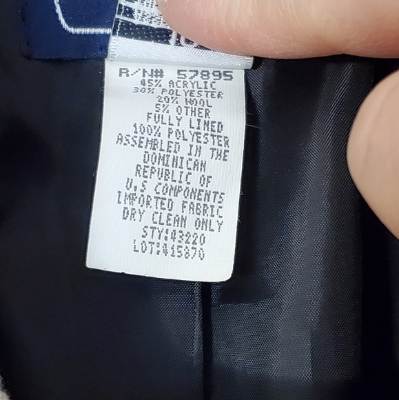 Medium Vintage 90's Black & Off-White Houndstooth Double Breasted Jacket Blazer - Picture 7 of 9